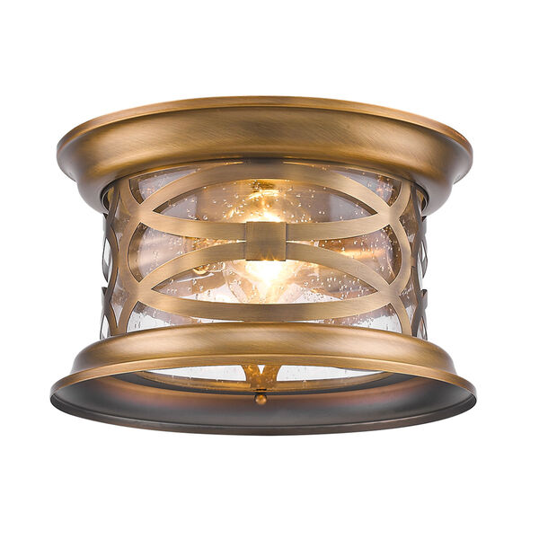 Lincoln Antique Brass 11-Inch Two-Light Outdoor Flush Mount, image 2