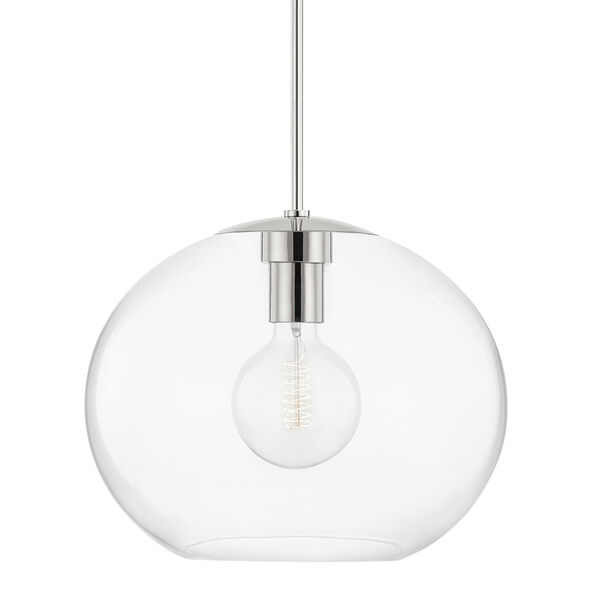 Margot Polished Nickel One-Light Extra Large Pendant with Clear Glass, image 1
