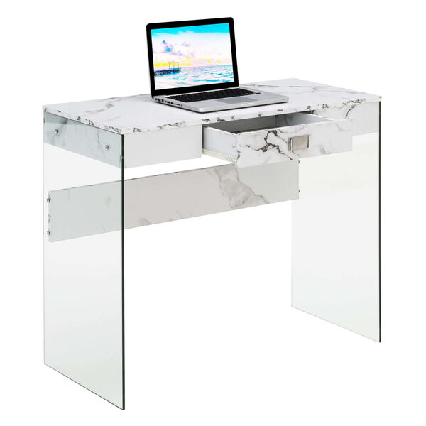SoHo White Desk with Tempered Glass, image 4