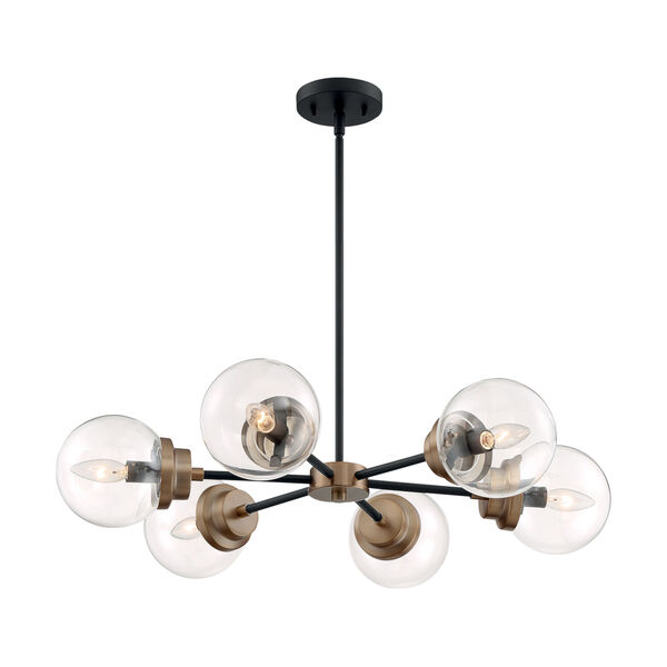 Axis Matte Black and Brass Six-Light Chandelier, image 4