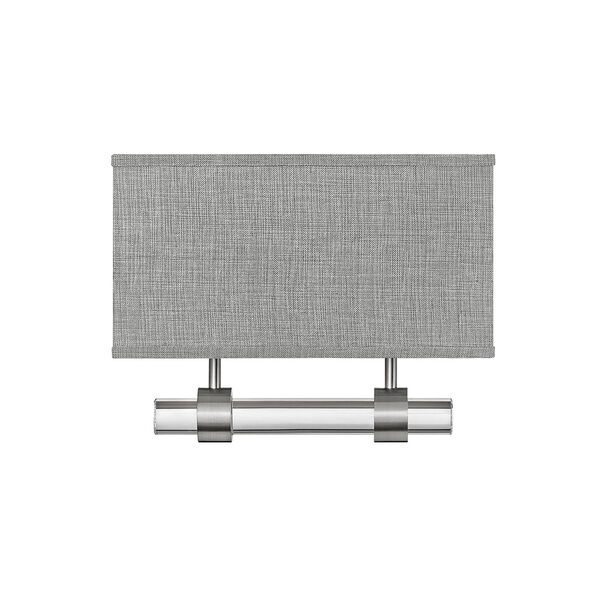 Luster Brushed Nickel Two-Light LED Wall Sconce with Heathered Gray Slub Shade, image 6