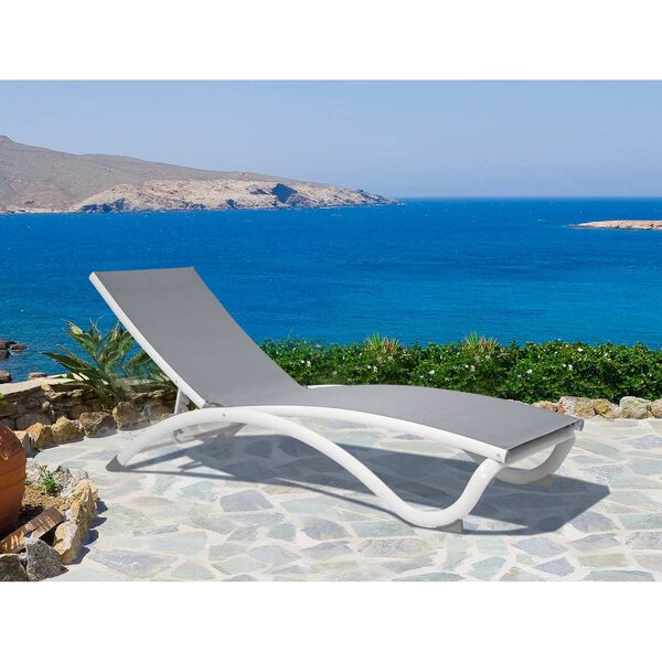 Archway White Gray Stackable Sling Chaise Longer, Set of Two, image 1