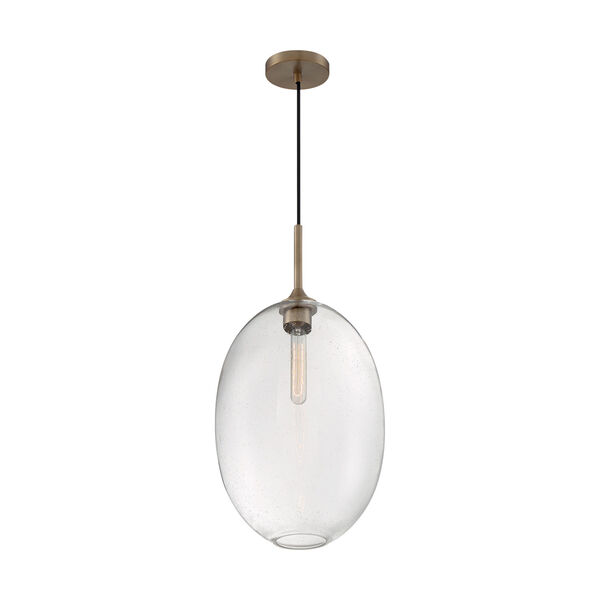 Aria Burnished Brass 23-Inch One-Light Pendant with Clear Seeded Glass, image 1