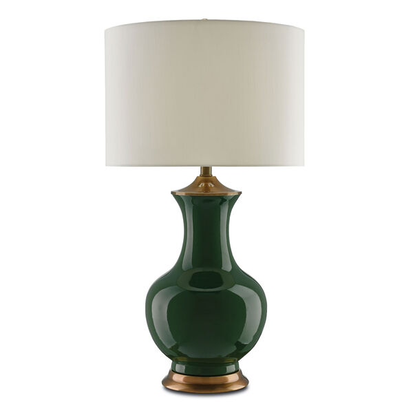 Lilou Green and Antique Brass One-Light Table Lamp, image 1