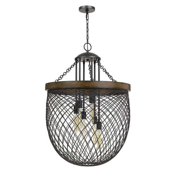 Marion Bronze and Natural Six-Light Chandelier, image 1