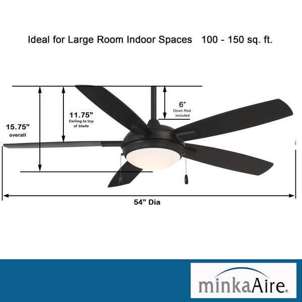 Lun-Aire Coal 54-Inch Ceiling Fan with LED Light Kit, image 4