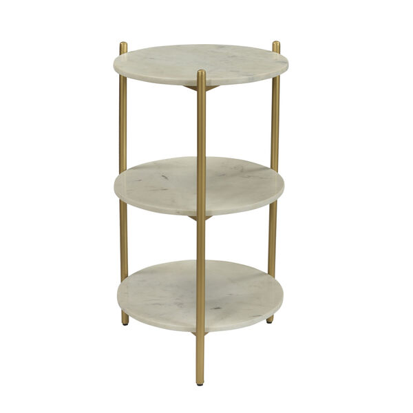 White and Gold 16-Inch Accent Table, image 1