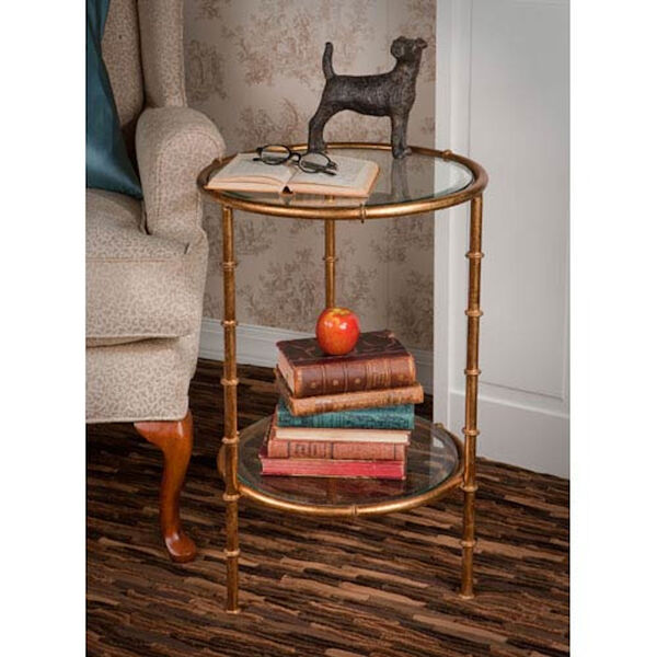 Antique Gold Bamboo End Table, image 1