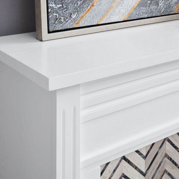 Hebbington White and gray Tiled Marble Electric Fireplace, image 3