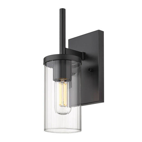 Winslett Matte Black Five-Inch One-Light Wall Sconce with Ribbed Clear Glass Shade, image 4