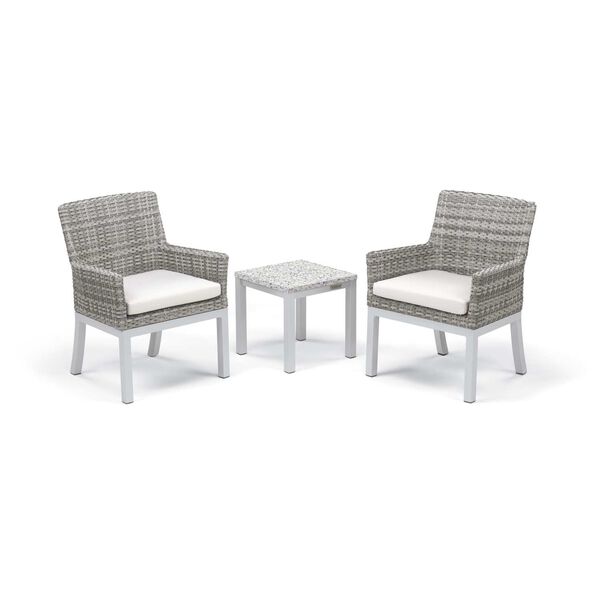 Travira and Argento Ash Eggshell White Three-Piece Outdoor Armchair and End Table Conversation Set, image 1
