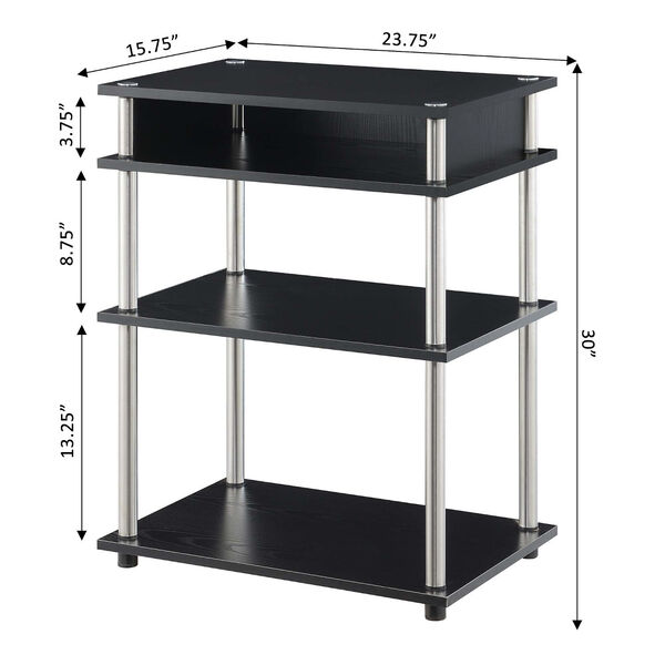 Designs2Go Black Printer Stand with Shelves, image 5
