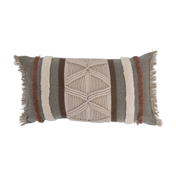 Multicolor Cotton Tufted Lumbar 24 x 12-Inch Pillow, image 1