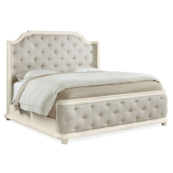 Traditions Soft White King Upholstered Panel Bed, image 1