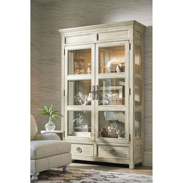 Ocean Breeze Greeen and Taupe Sanctuary Curio China Cabinet, image 2