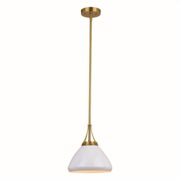 Dayna Satin Brass Glossy White with Matte White One-Light Pendant, image 1