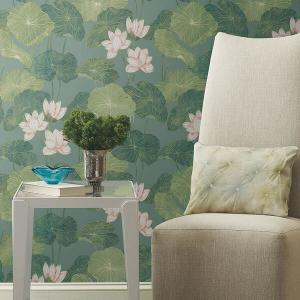 Lily Pad Blue And Green Peel And Stick Wallpaper – SAMPLE SWATCH ONLY, image 6