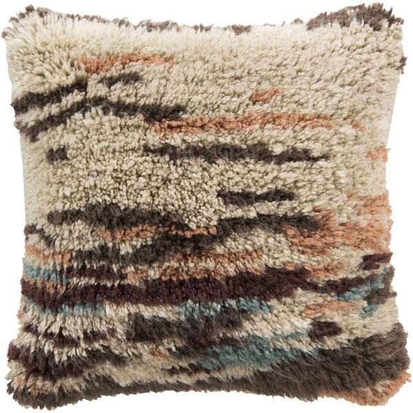 Abstract Delight Beige and Charcoal 22-Inch Pillow with Down Fill, image 1