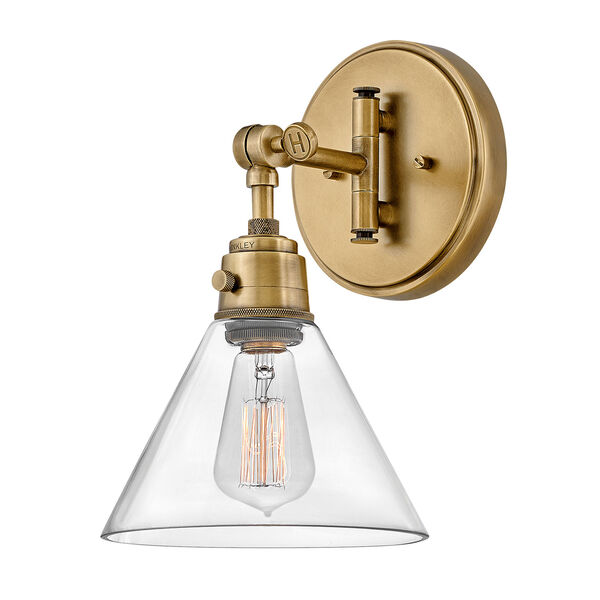Arti Heritage Brass Plug-In 12-Inch One-Light Wall Sconce With Clear Glass, image 3