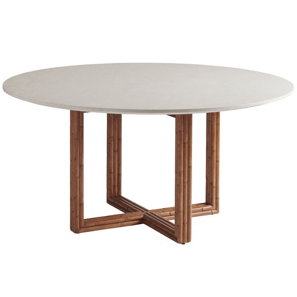 Palm Desert Tan Woodard Marble Top Dining Table, image 1