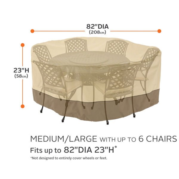 Ash Beige and Brown 82-Inch Round Patio Table and Chair Set Cover, image 4