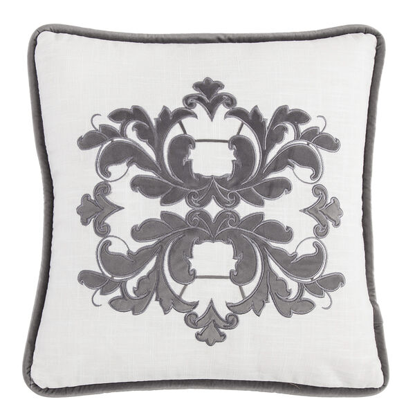Madison White and Grey 18 x 18 In. Throw Pillow, image 1