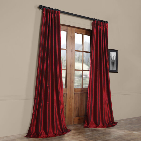 Ruby 84 x 50 In. Vintage Textured Faux Dupioni Silk Single Curtain Panel, image 8
