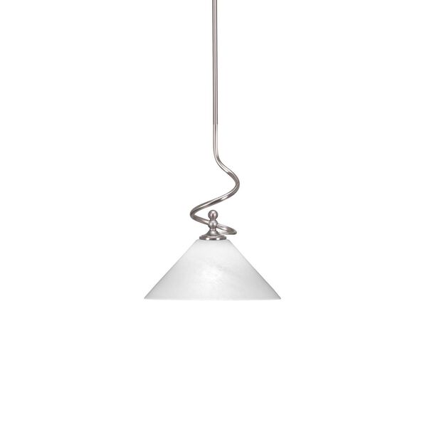 Capri Brushed Nickel One-Light Pendant with White Marble Glass, image 1