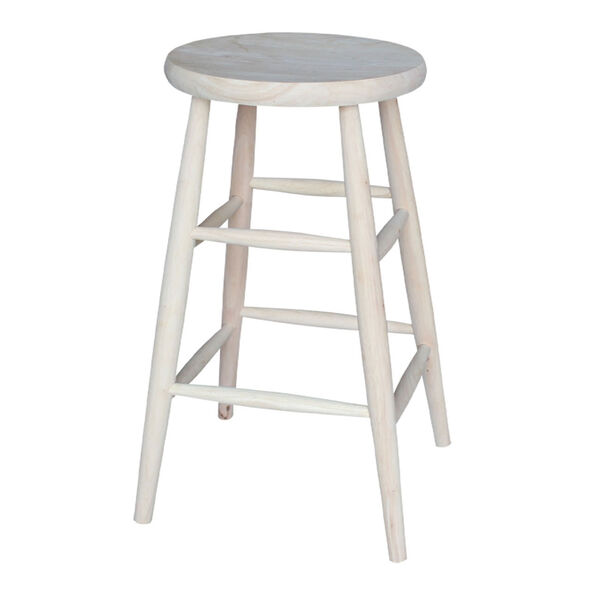 30-Inch Unfinished Wood Scooped Seat Stool, image 1