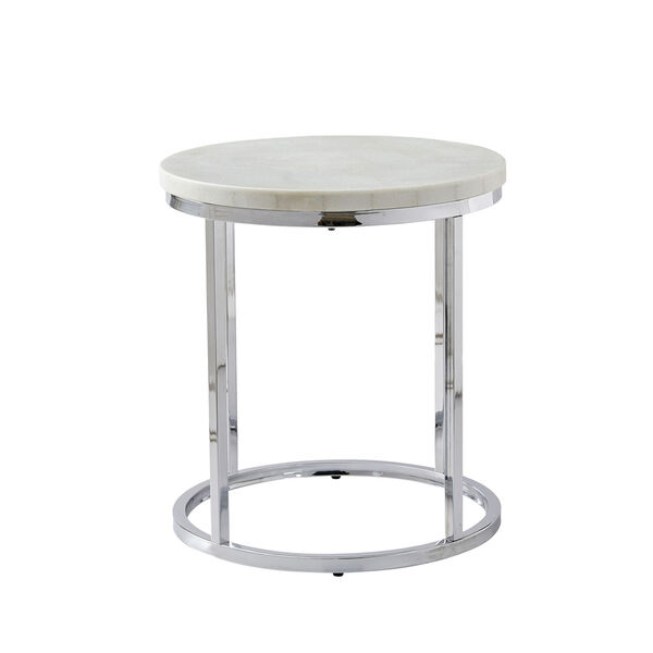 Echo White and Chrome Round End Table, image 2