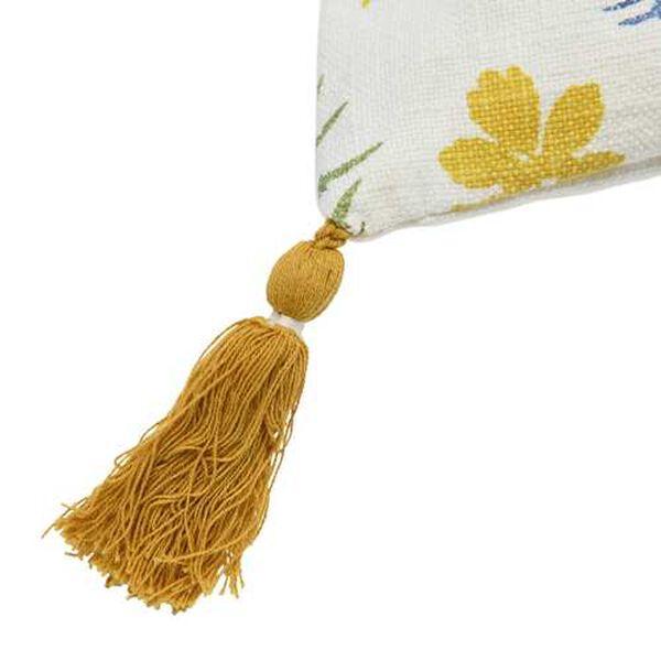 Multicolor Cotton 16 x 16-Inch Pillow with Botanical Print and Tassels, image 5