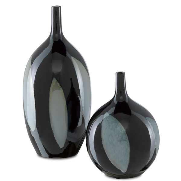 Let Us Twist Black Steel Blue Glass Vase, image 3