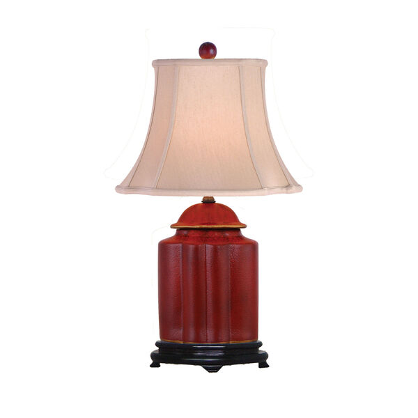 Red One-Light Scalloped Jar Table Lamp, image 1