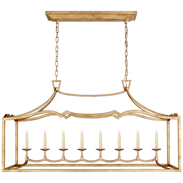 Fancy Darlana Large Linear Pendant in Gilded Iron by Chapman and Myers, image 1