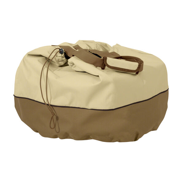 Ash Beige and Brown Round Table Top Grill Cover and Carry Bag, image 1
