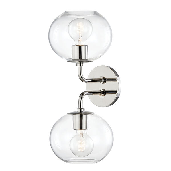 Margot Polished Nickel Two-Light Wall Sconce, image 1