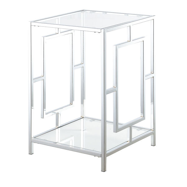 Town Square Glass and Chrome End Table with Shelf, image 6