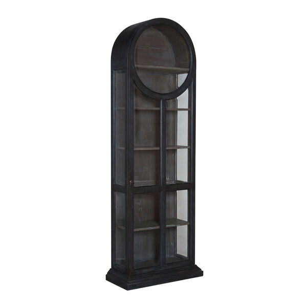 Handpainted Round Top Gray Display Cabinet, image 1