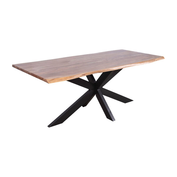 Bridge Black and Natural Wood Stain Dining Table with Live Edge, image 1