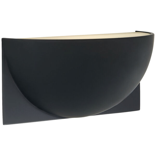 Quarter Sphere Small Up Light in Matte Black with Frosted Glass by Peter Bristol, image 1