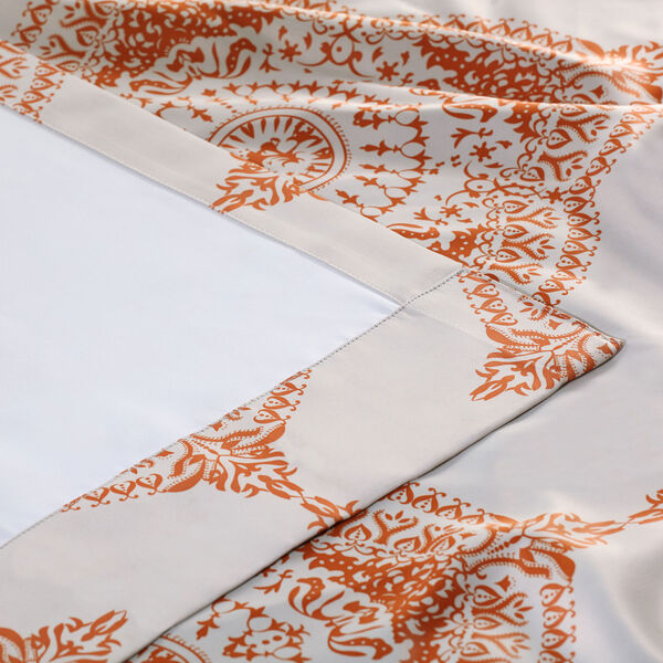 Henna Orange and Beige Patterned Blackout Single Curtain Panel 50 x 108, image 5