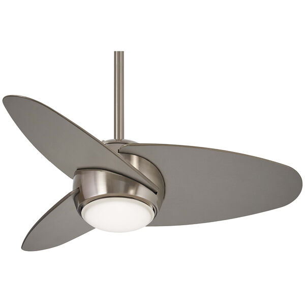 Slant Brushed Steel LED Ceiling Fan, image 1