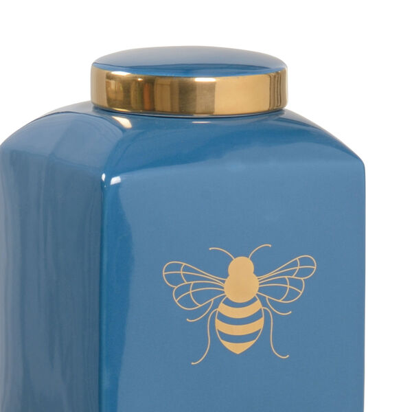 Shayla Copas Blue Glaze and Metallic Gold Bee Kind Ginger Jar, image 2