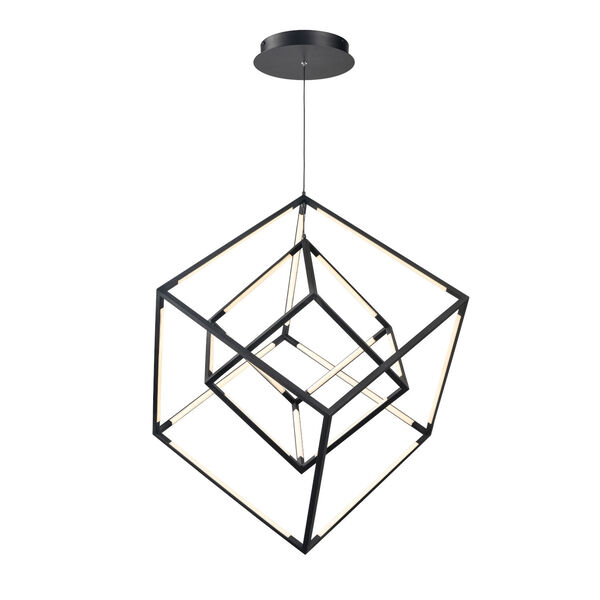Cube Squared Matte Black LED Pendant, image 1