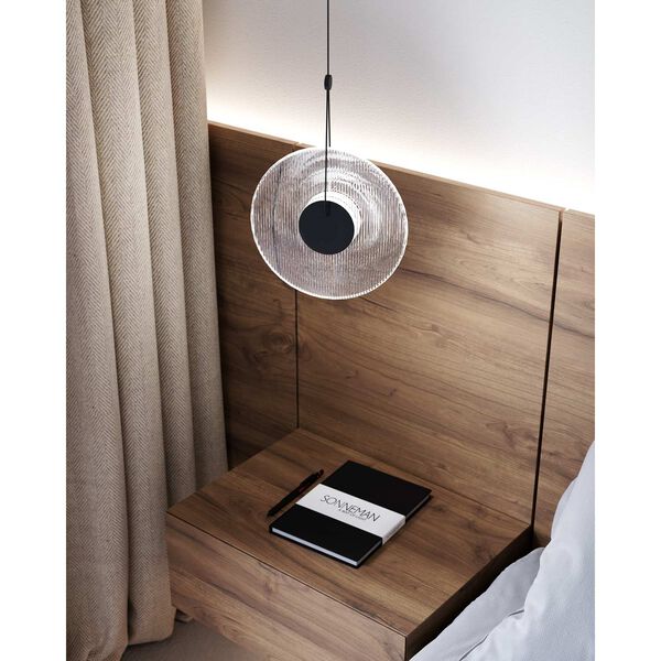 Meclisse Satin Black LED Pendant with Clear Glass, image 6
