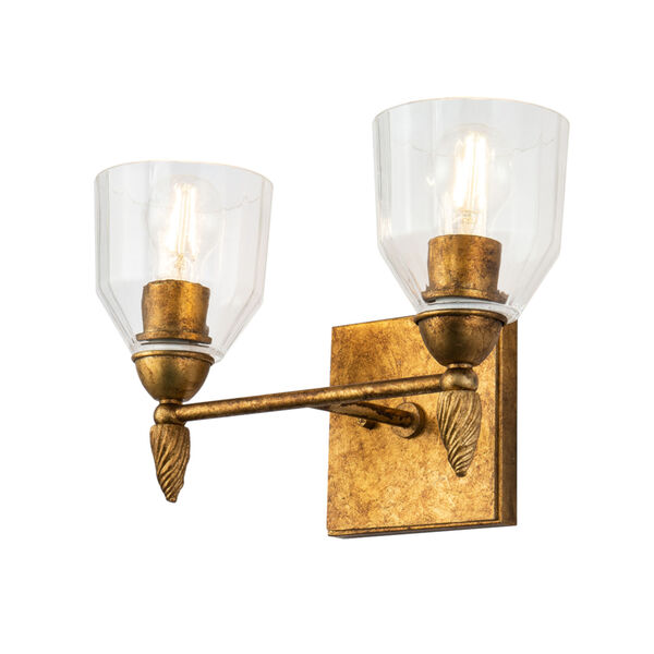 Fun Finial Gold Leaf with Antique Two-Light Wall Sconce, image 1