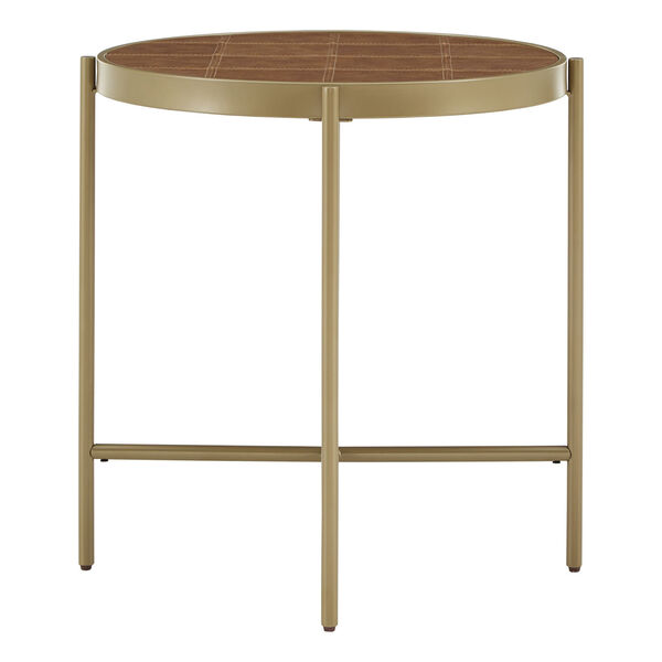Dawson Gold and Faux Leather End Table, image 3
