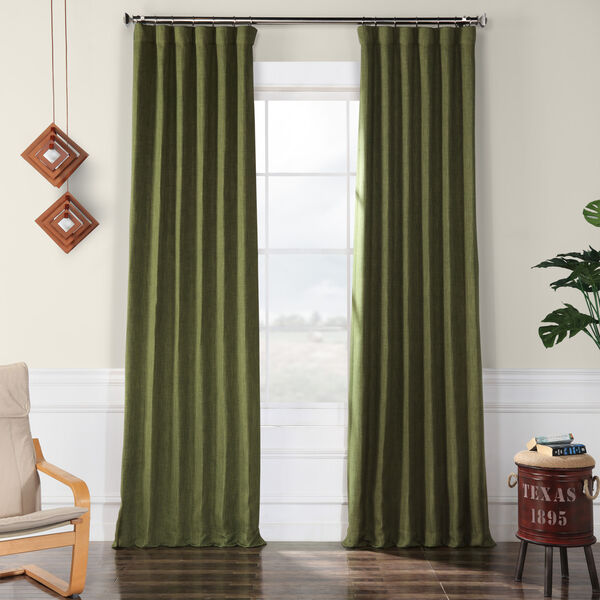Tuscany Green Faux Linen Blackout Single Panel Curtain 50 x 120, image 1