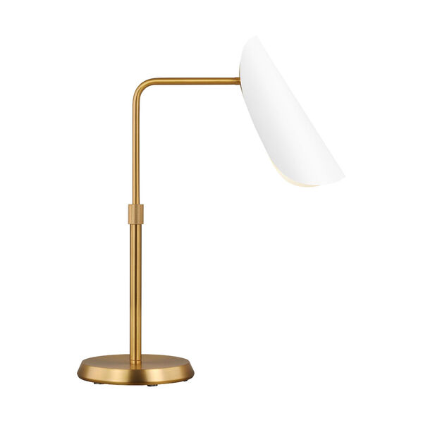 Tresa Burnished Brass LED Task Table Lamp with Matte White Shade, image 1