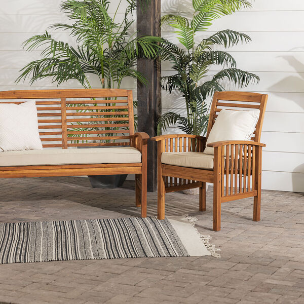 Brown Acacia Wooden Patio Chat Set, 3-Piece, image 5